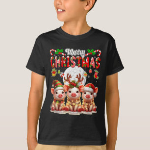 Merry Christmas Three Santa Reindeer Elf Gs Colorf T-Shirt