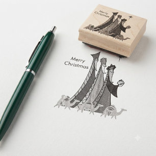 Merry Christmas Three Wisemen Rubber Stamp