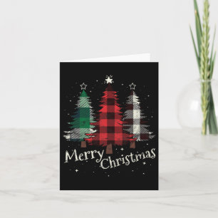Merry Christmas Three Xmas Trees Buffalo Plaid Wom Card