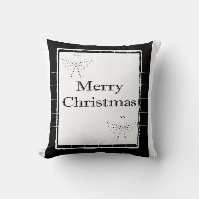 Merry Christmas Throw Pillow, Angels  Cushion (Front)