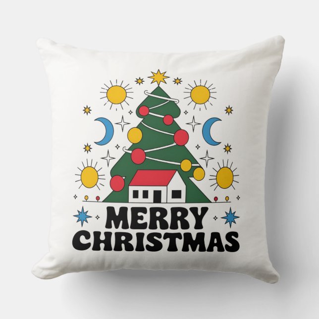 Merry Christmas Throw Pillow: Festive New Model Cushion (Front)