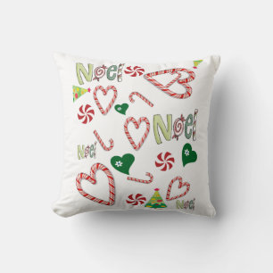 Merry Christmas Throw Pillow, Noel Cushion