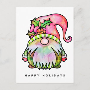 MERRY CHRISTMAS Tie Dye Hippy Gnome Postcard