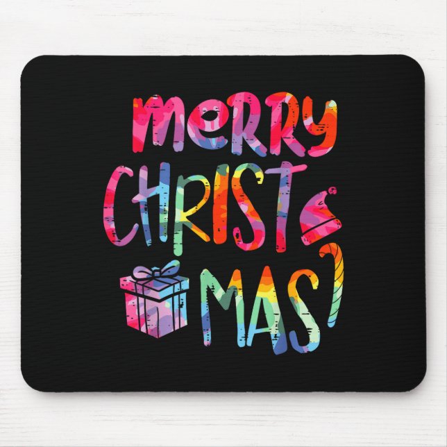 Merry Christmas Tie-dye Xmas Holiday Men Women Kid Mouse Pad (Front)