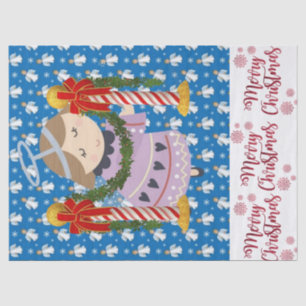 Merry Christmas Tissue Paper Angel Blue