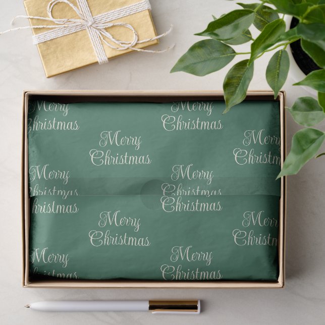Merry Christmas Tissue Paper | Deep Green & Cream (Gift)
