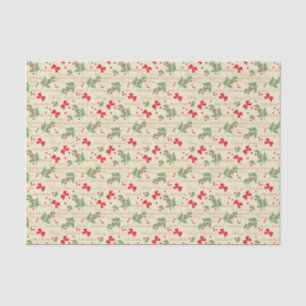 Merry Christmas Tissue Paper; Holly Berries Tissue Paper