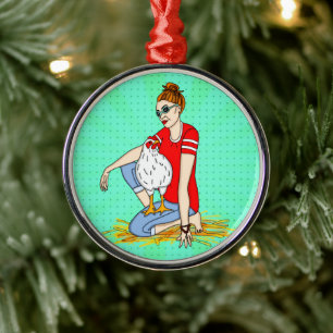 Merry Christmas to a Back Yard Chicken Hobbyist   Metal Ornament