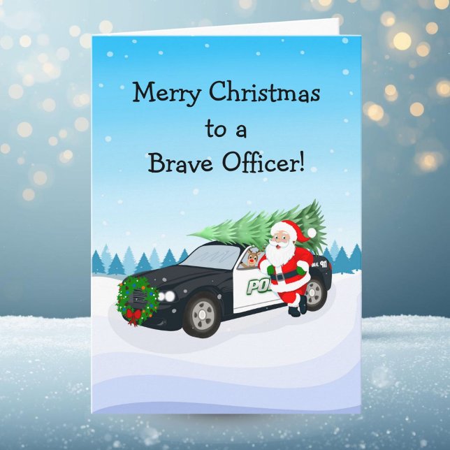 Merry Christmas to a Brave Police Office Santa Card (Creator Uploaded)
