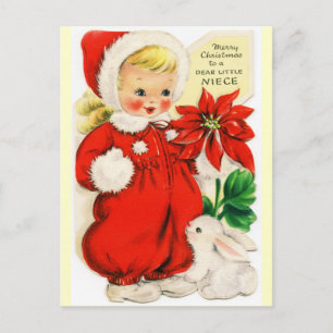 Merry Christmas to a Dear Little Niece Vintage Holiday Postcard