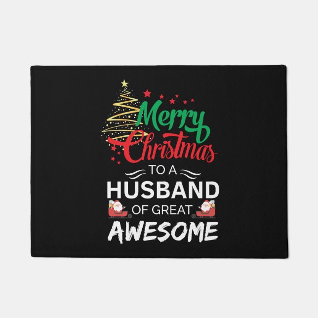 Merry Christmas to a Husband of Great Awesome Doormat (Front)