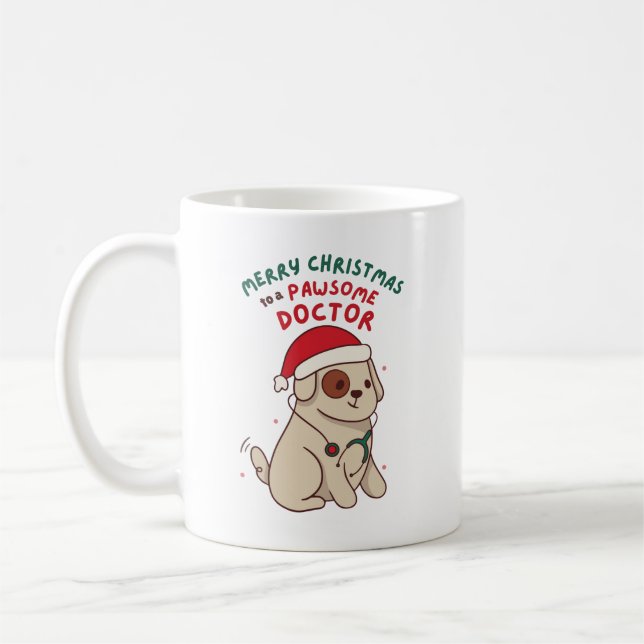 MERRY CHRISTMAS TO A PAWSOME DOCTOR COFFEE MUG (Left)