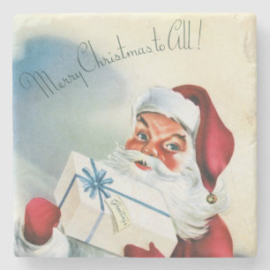 Merry Christmas to All (Vintage Santa Claus) Stone Coaster