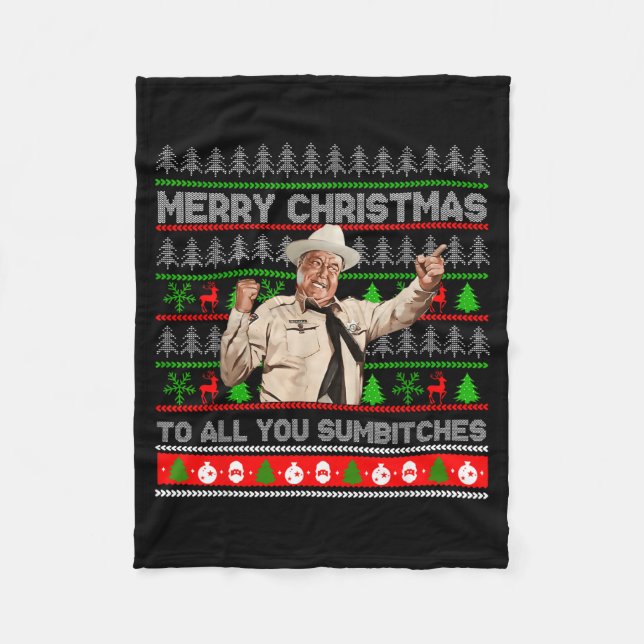 Merry Christmas To All You Sumes Ugly Sweater Retr Fleece Blanket (Front)