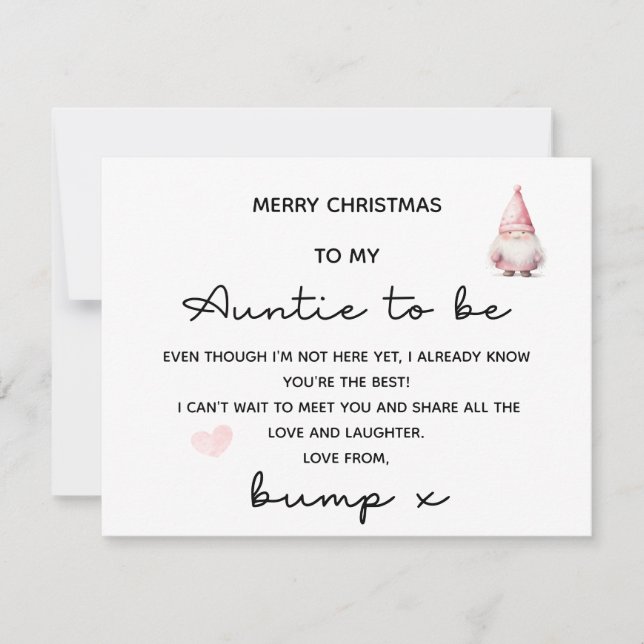 MERRY CHRISTMAS TO AUNTIE TO BE FROM BUMP CARD (Front)