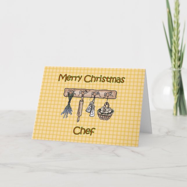Merry Christmas to chef country kitchen utensils Holiday Card (Front)