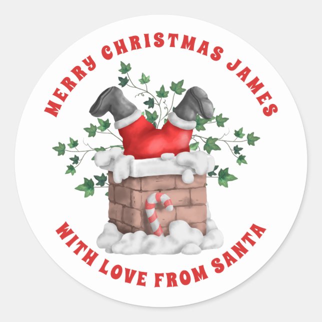 Merry Christmas to Child from Santa Chimney Classic Round Sticker (Front)