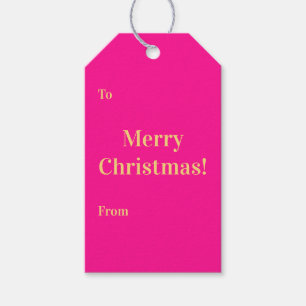 Merry Christmas To From Hot Pink Gold Gift Tags