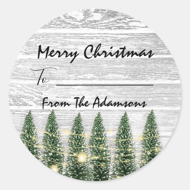 Merry Christmas To..From Name Holidays Tree Farm Classic Round Sticker (Front)