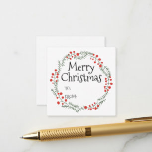 Merry Christmas to from rustic wreath frame cute Enclosure Card