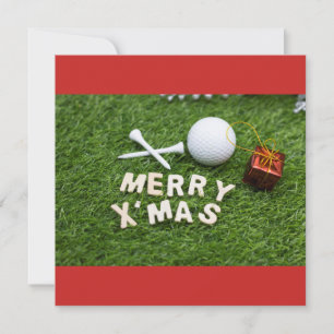 Merry Christmas to golfer with golf ball and gift