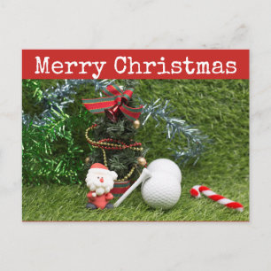 Merry Christmas to golfer with Santa and Christmas Postcard