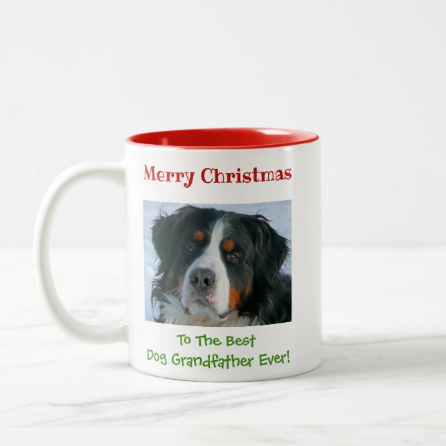 Merry Christmas to Grandfather from the Dog Two-Tone Coffee Mug (Left)
