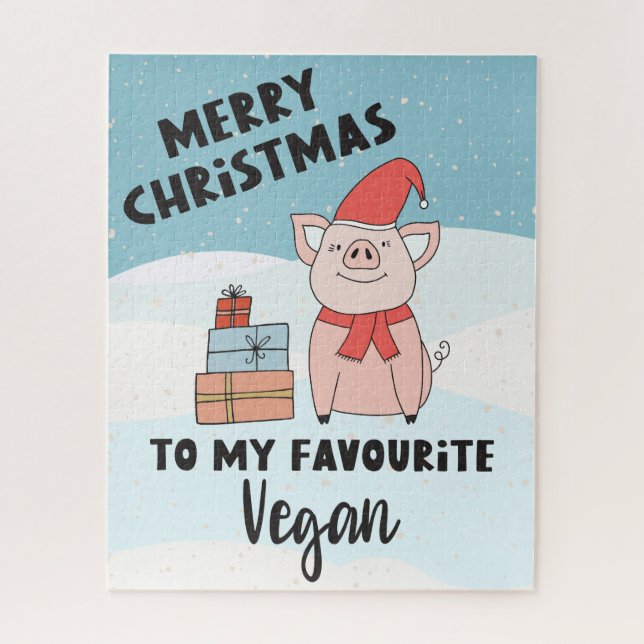 Merry Christmas to my favorite vegan cute piglet Jigsaw Puzzle (Vertical)