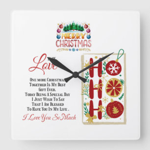 Merry Christmas To My Love,Christmas gift Square Wall Clock