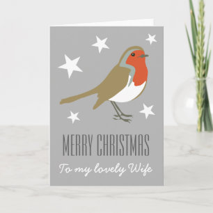 Merry Christmas to My Lovely Wife Red Robin  Card