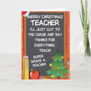 MERRY CHRISTMAS TO MY SUPER ***TEACHER*** HOLIDAY CARD