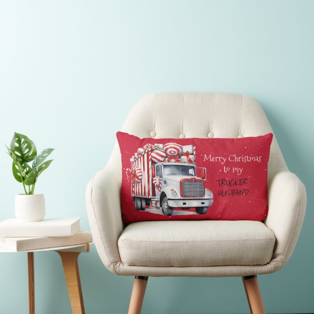 Merry Christmas to my TRUCKER HUSBAND Lumbar Cushion (Chair)