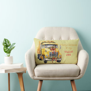 Merry Christmas to my TRUCKER WIFE Lumbar Cushion