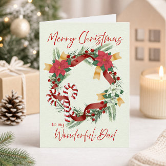 Merry Christmas to My Wonderful Dad Wreath Card