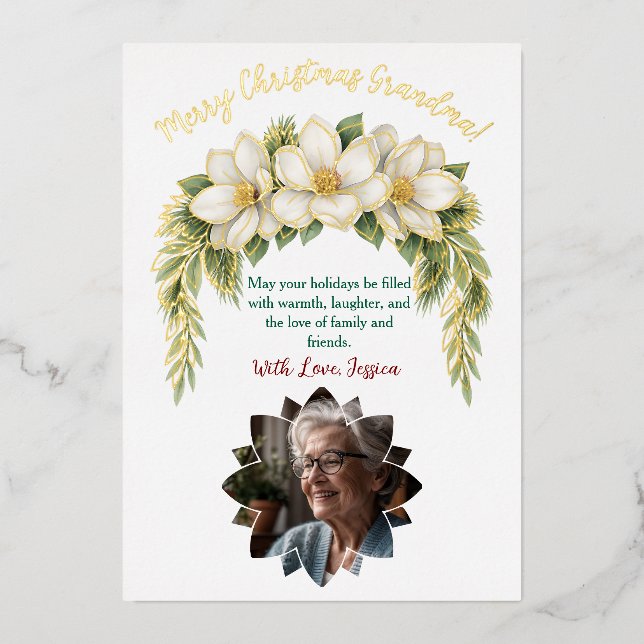Merry Christmas to the Most Amazing Grandma Foil Holiday Card (Front)