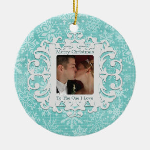 Merry Christmas to the One I Love Custom Photo Ceramic Ornament