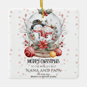 Merry Christmas To The World's Best Grandparents Ceramic Ornament