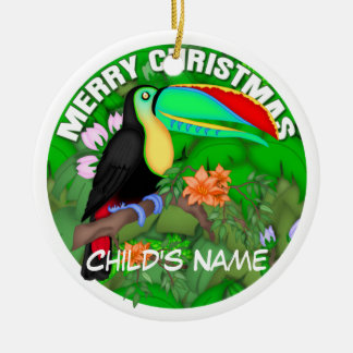 Merry Christmas Toucan Ceramic Ornament