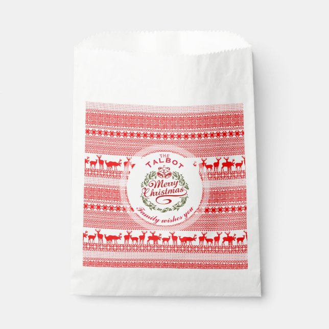 MERRY CHRISTMAS Traditional personalised Favour Ba Favour Bag (Front)