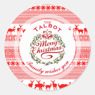 MERRY CHRISTMAS Traditional personalised Round S Classic Round Sticker