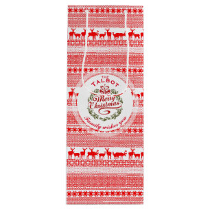 MERRY CHRISTMAS Traditional personalised Wine Gift Bag