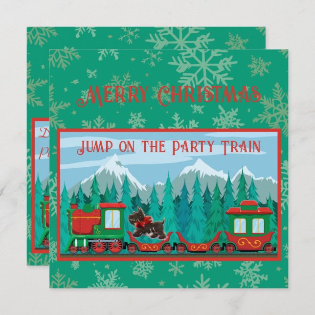 Merry Christmas Train Invitation (Front/Back)