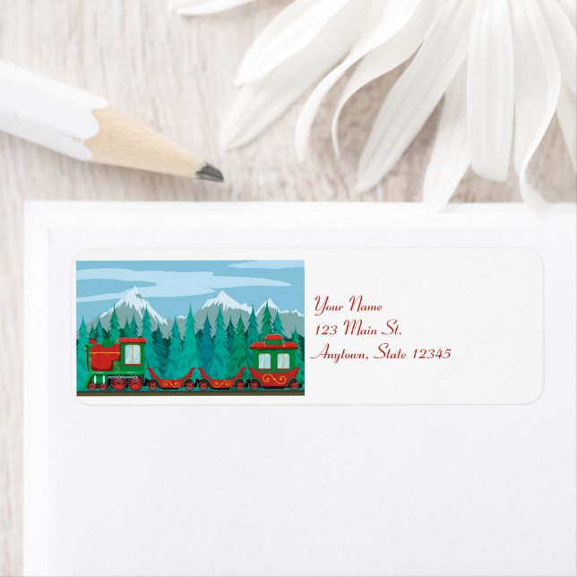 Merry Christmas Train  Return Address Label (Insitu)