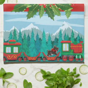 Merry Christmas Train Tea Towel
