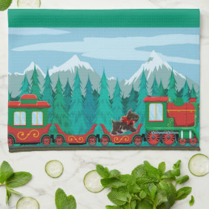 Merry Christmas Train Tea Towel