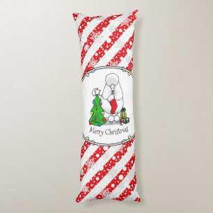 Merry Christmas Tree 2 Poodle (white) Dog Cute Body Cushion