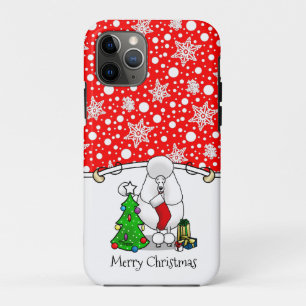 Merry Christmas Tree 2 Poodle (white) Dog Cute iPhone 11 Pro Case