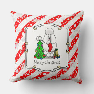 Merry Christmas Tree 2 Poodle (white) Dog Cute Cushion
