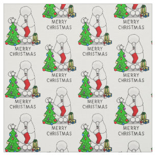 Merry Christmas Tree 2 Poodle (white) Dog Cute Fabric