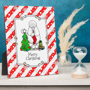 Merry Christmas Tree 2 Poodle (white) Dog Cute Plaque